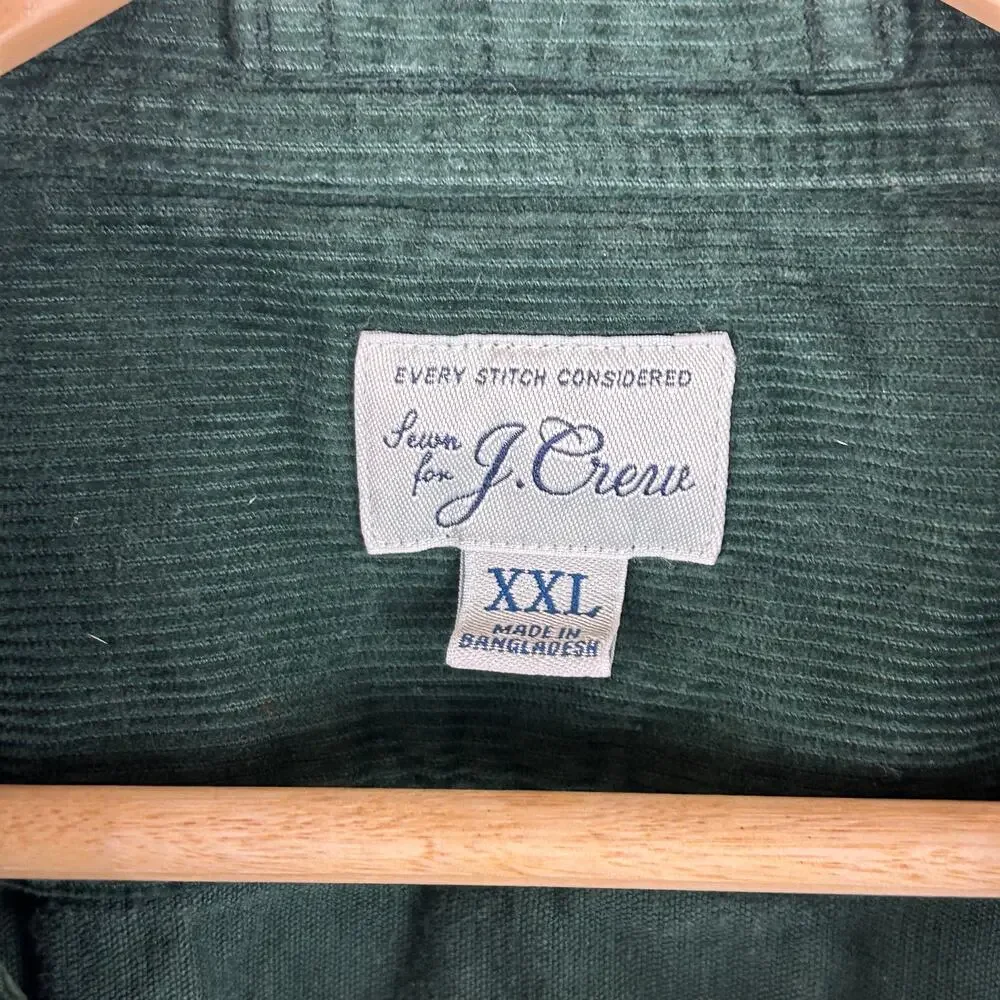 J. Crew Green Corduroy CPO Button Up Shirt Forest Green BJ464 Men's Size XXL